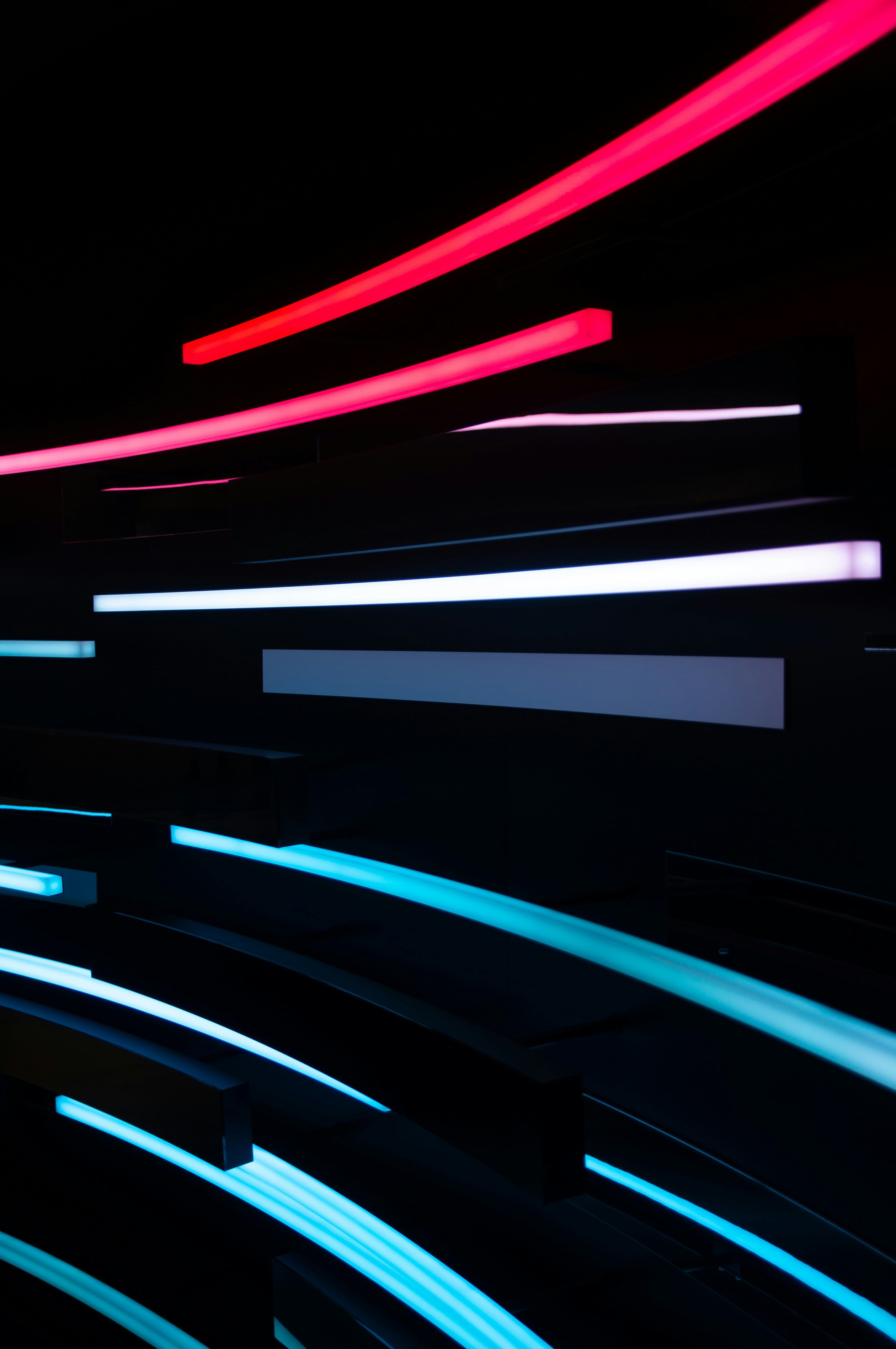 there are many different colored lights in the dark .