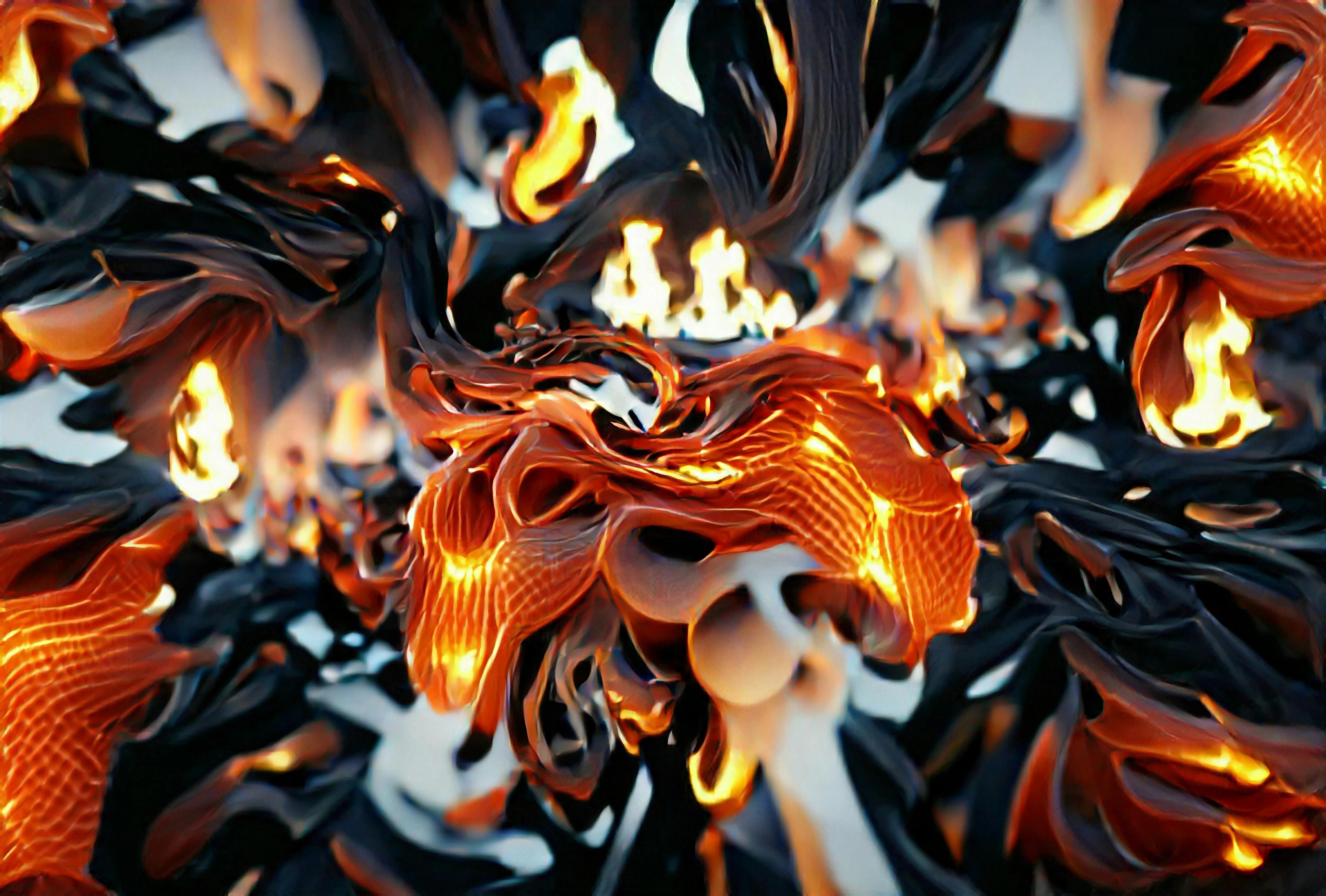 a computer generated image of a swirling flame .