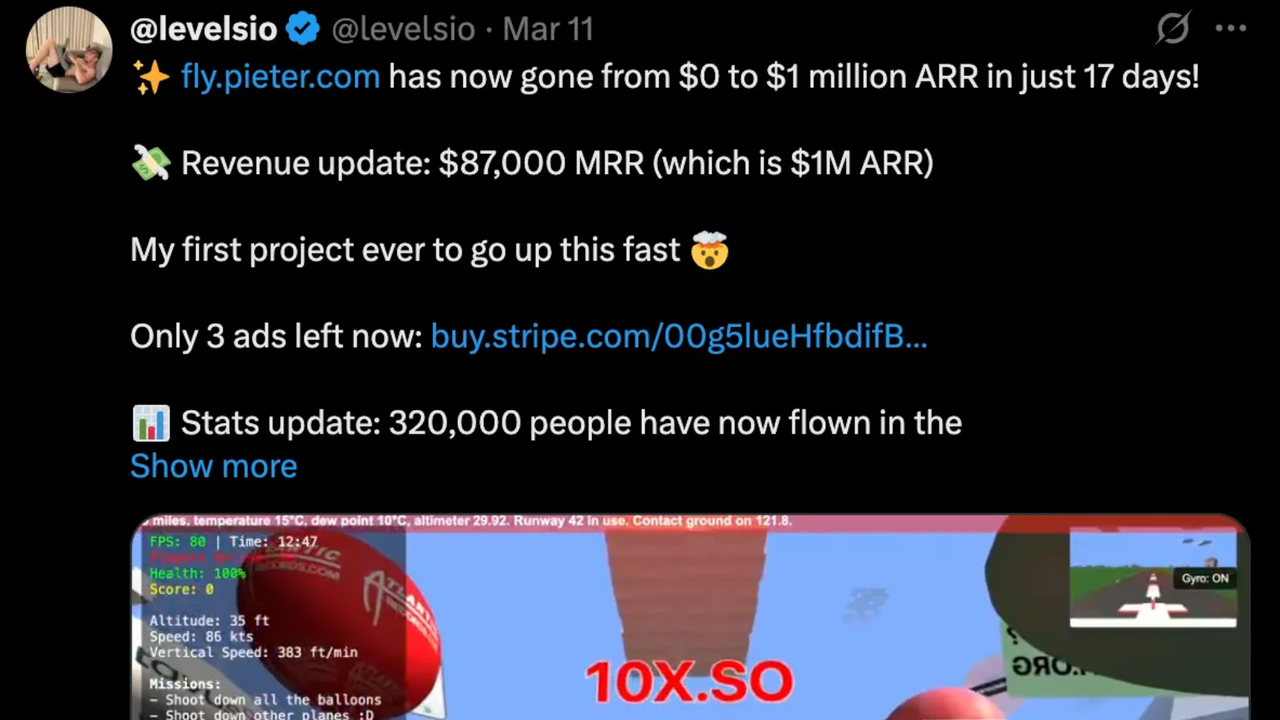 He vibe coded a game from scratch and got to $1M ARR in 17 days
