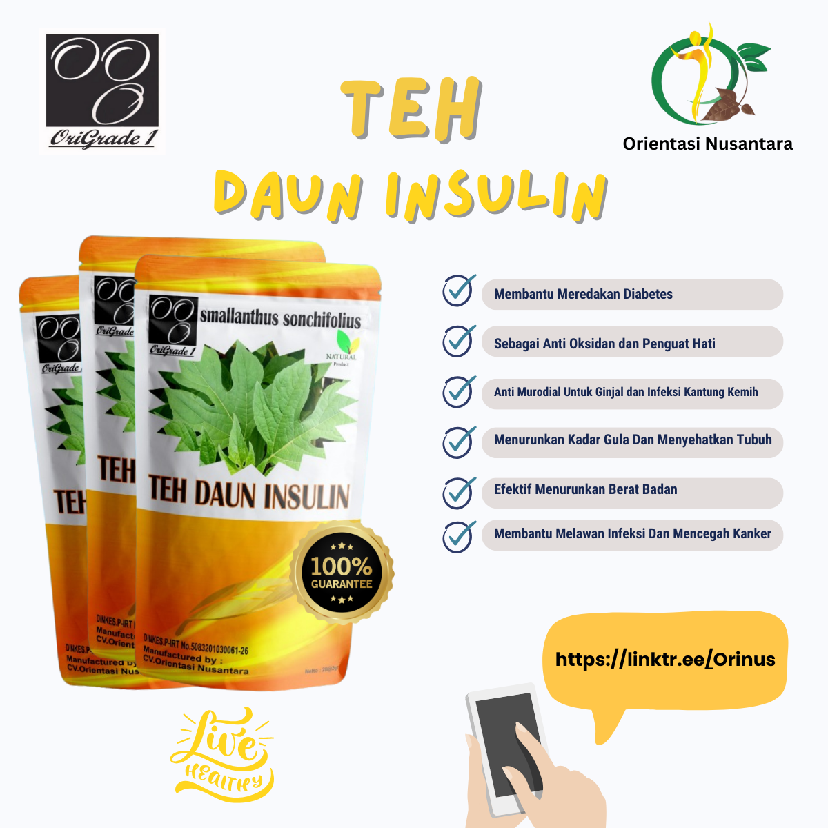 Ori Grade 1 Smallanthus Sonchifolius Tekan Diabetes TEH Daun Insulin 3
