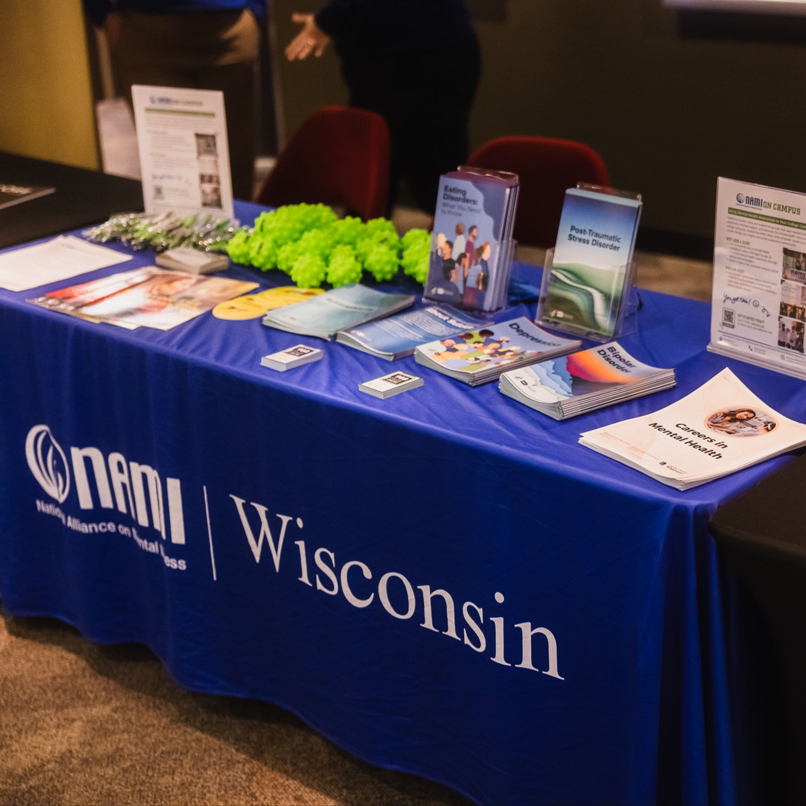 NAMI and Two Bridge partnered at the University of Wisconsin to support students during a Future Friends campus activation, providing trusted mental health resources and access to care.