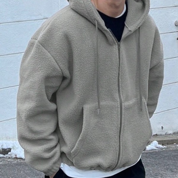 Zip-Up Fluffy Hoodie