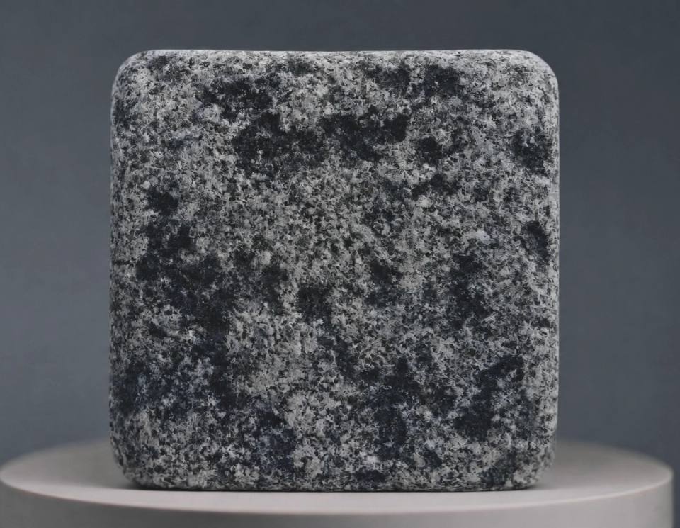Arctic Black antik bearbeitete Granitpflastersteine mit natürlicher schwarz-grauer Kristallstruktur, hochwertige Granitpflasterlösung für Luxus-Einfahrten, Innenhöfe und Landschaftsarchitekturprojekte