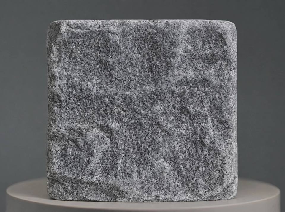 Tianshan Green antik bearbeitete Granitpflastersteine mit feiner Natursteinstruktur, tiefgrauen und hellblauen Farbtönen sowie weich gerundeten Kanten für hochwertige Außenanlagen.