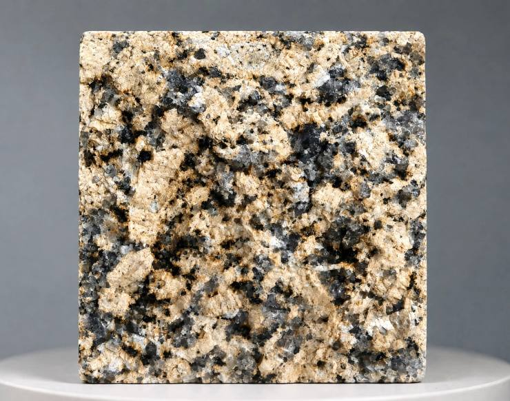 Tianshan Golden Diamond granite cobblestone with a bright light-golden base, distinctive natural golden crystals and proprietary textured natural finish for premium landscape paving.