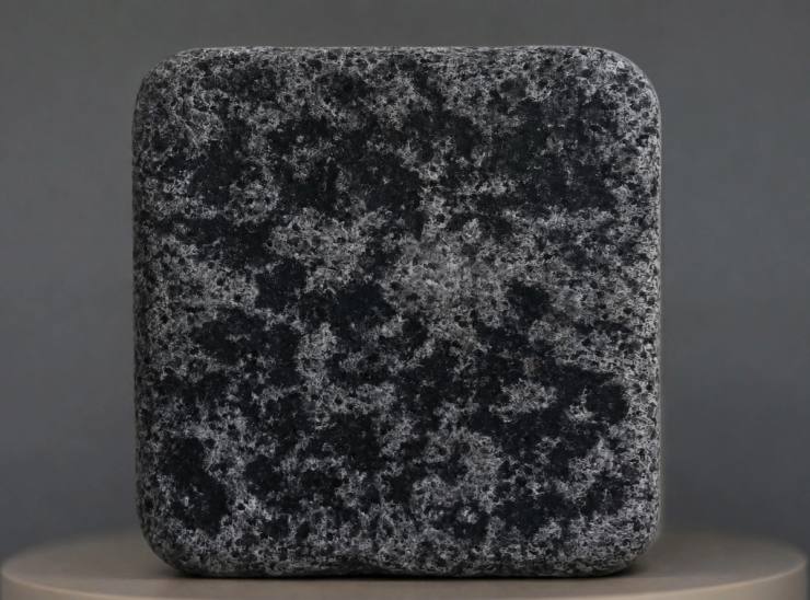 Ink Onyx Antique Finish Granite Cobblestones featuring a deep black granite base with natural black and grey crystal contrast textures, exclusive aged surface treatment and unique sparkling effects for luxury gardens, estates and premium landscape paving projects.