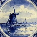 Porceleyne Fles Plate with Windmill Scene view 3