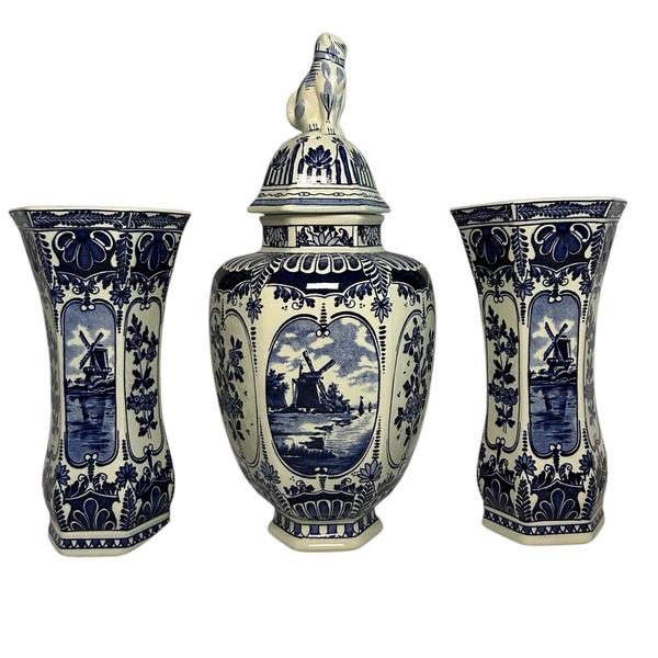 Boch Three-Piece Garniture with Landscape Panels