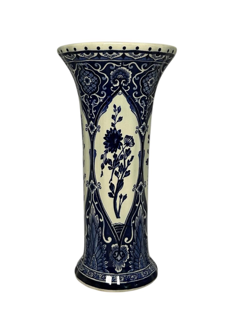 Boch Trumpet Vase with Floral Panels