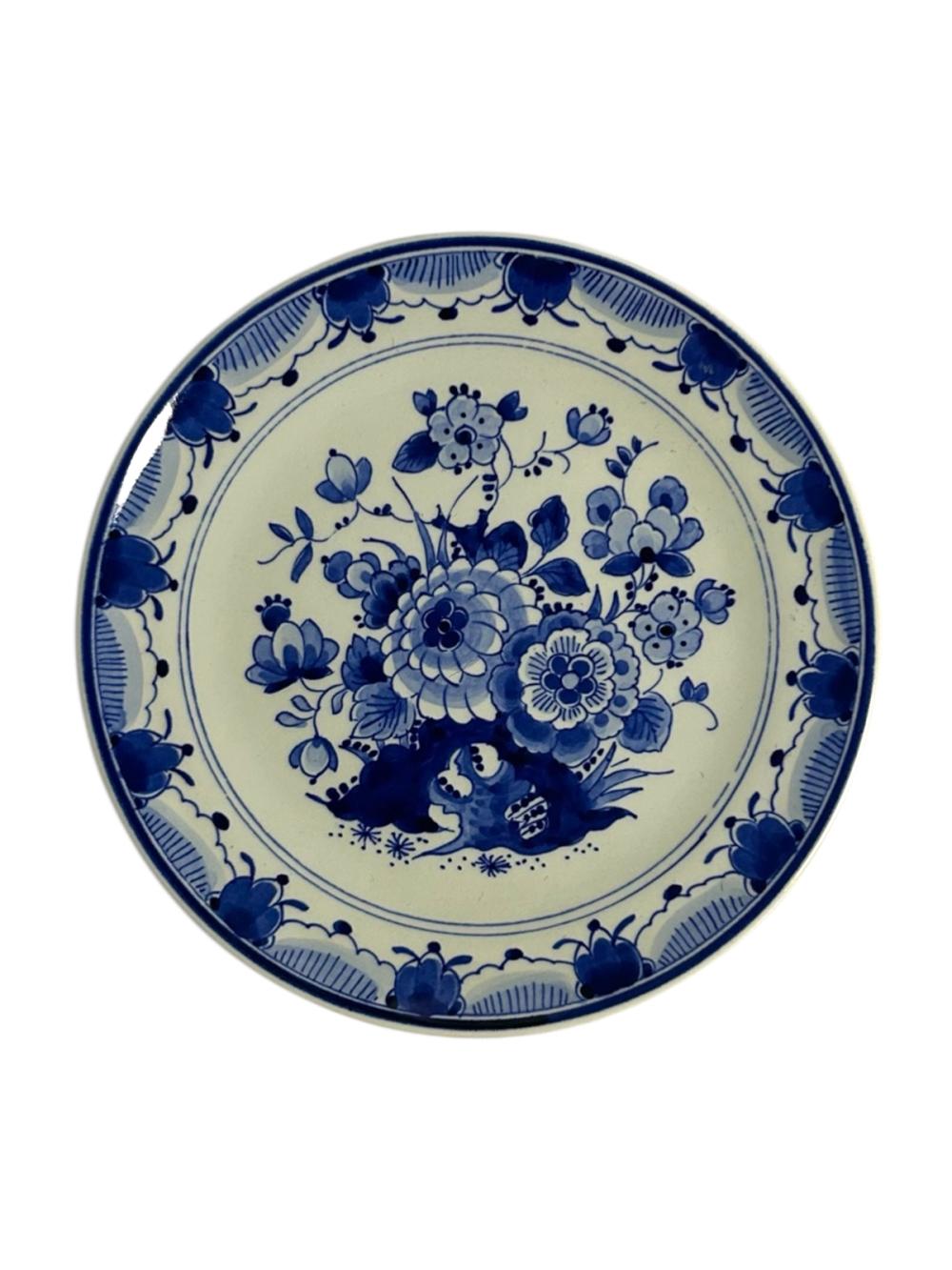 Porceleyne Fles Plate with Patterned Floral Border