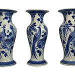 Pair of Porceleyne Fles Vases with Bird and Flowers view 1