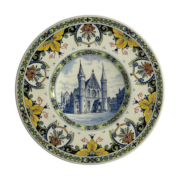 Porceleyne Fles Polychrome Plate with Architectural Scene