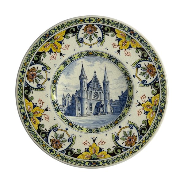 Porceleyne Fles Polychrome Plate with Architectural Scene