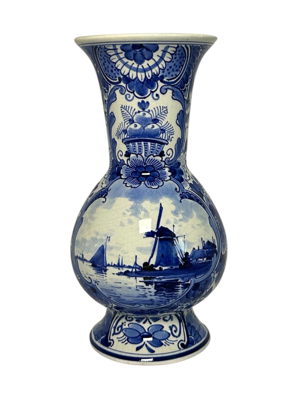 Porceleyne Fles Baluster Vase with Windmill Landscape