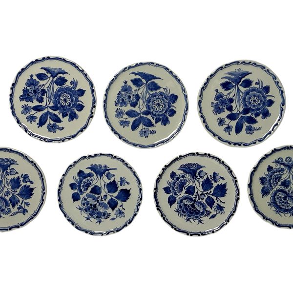 Set of Seven Porceleyne Fles Floral Coasters