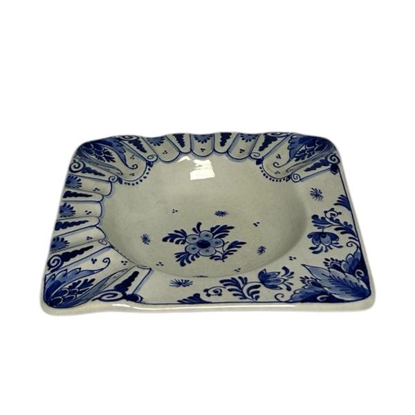 Porceleyne Fles Rectangular Dish with Floral Border