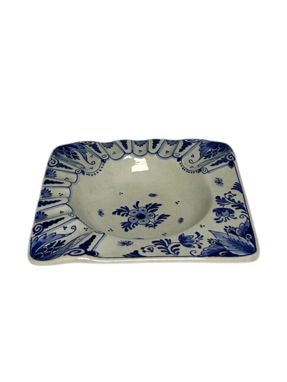 Porceleyne Fles Rectangular Dish with Floral Border