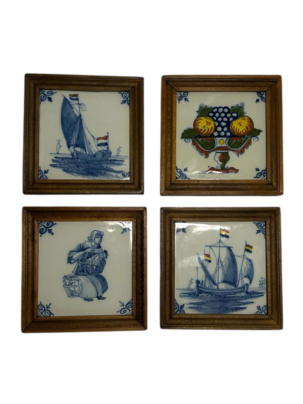 Set of Four Tichelaar Framed Tiles