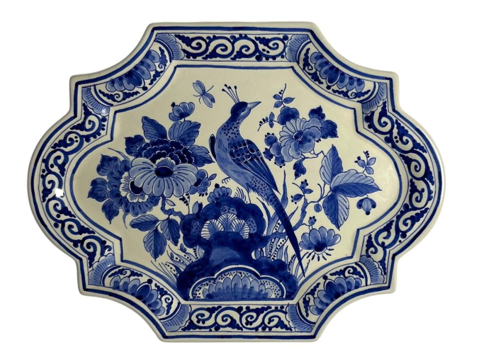 Porceleyne Fles Plaque with Bird Among Flowers