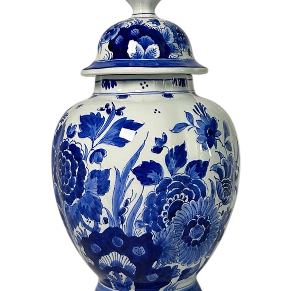 Porceleyne Fles Lidded Vase with Floral Borders
