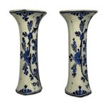 Pair of Porceleyne Fles Trumpet Vases with Floral Baskets view 3