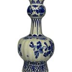 Porceleyne Fles Vase with Blue Floral Ornamentation view 3