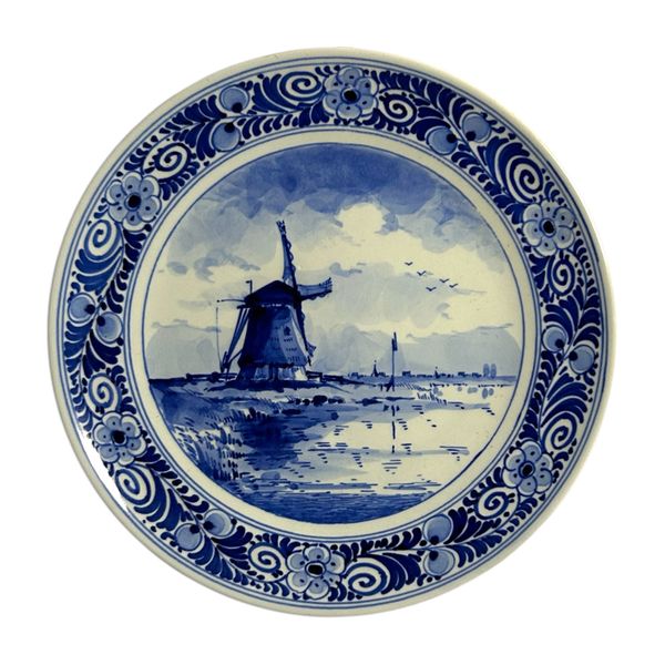 Porceleyne Fles Plate with Windmill Scene