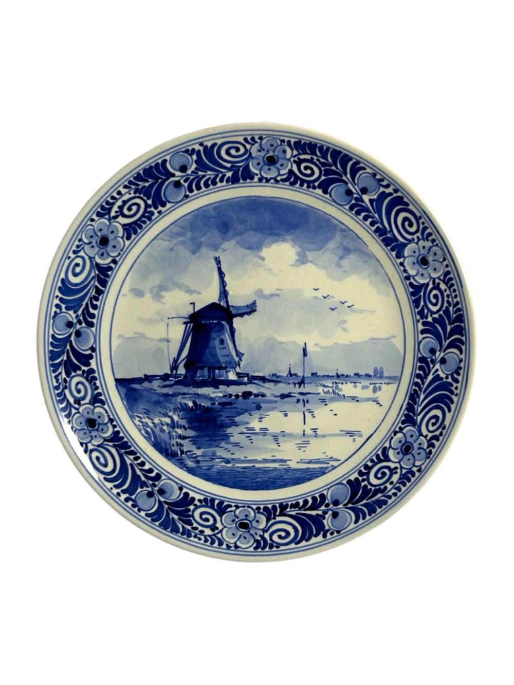 Porceleyne Fles Plate with Windmill Scene