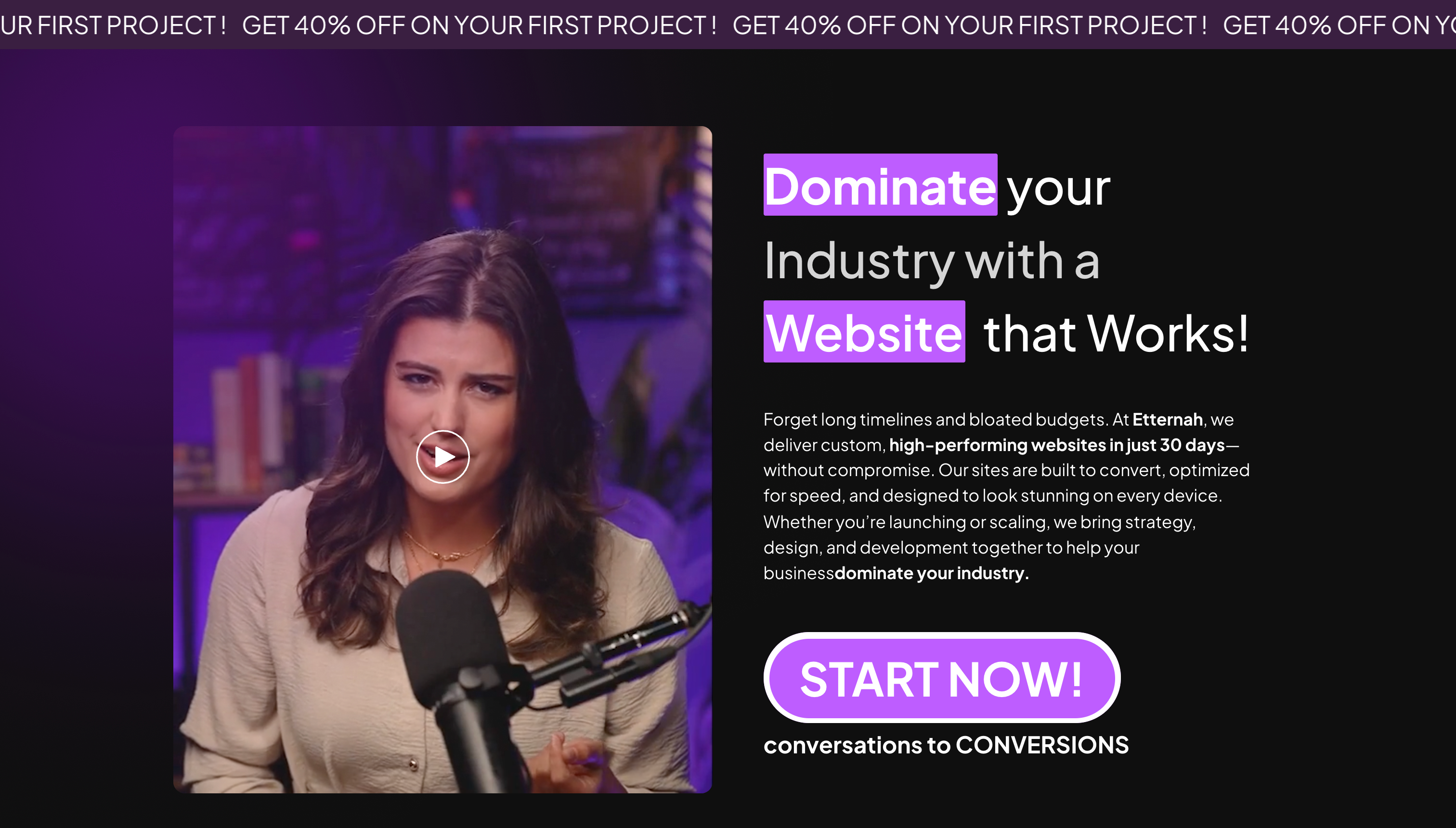 Forget long timelines and bloated budgets. At Etternah, we deliver custom, high-performing websites in just 30 days—without compromise.