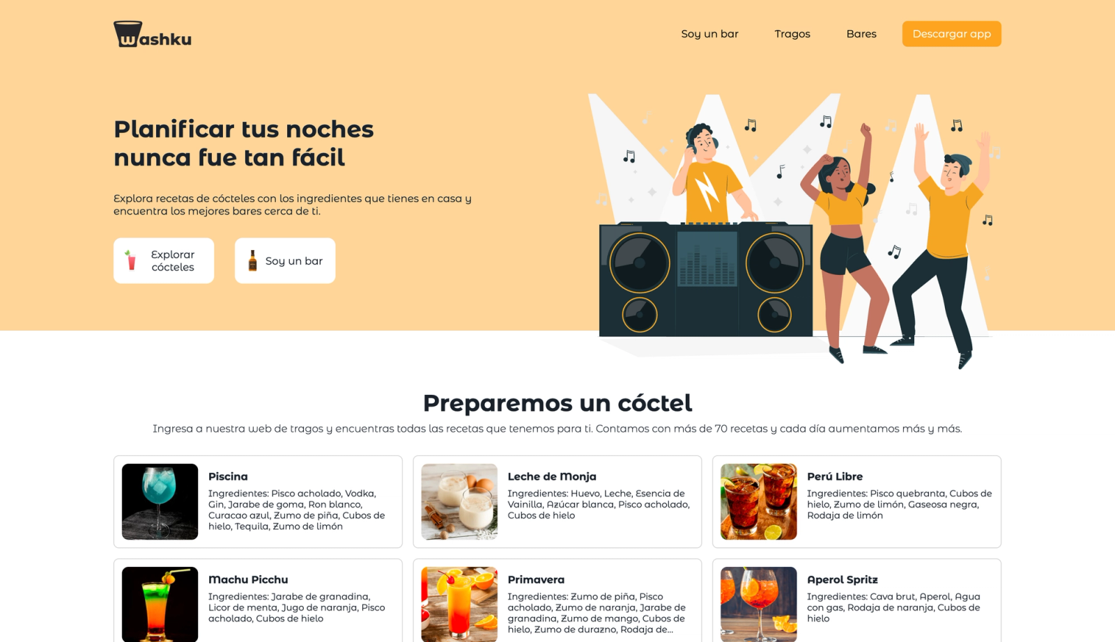 Washku App | prepara tus tragos con lo que tengas