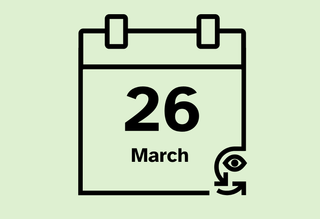 Calendar icon that reads 26 March.