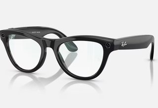A pair of black Meta Ray-Ban smart glasses