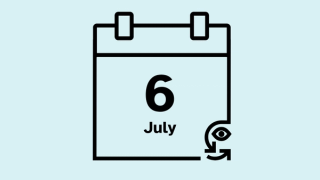 A calendar icon that reads 6 July.
