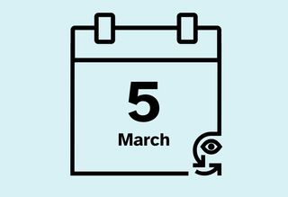 A calendar icon that reads 5 March.