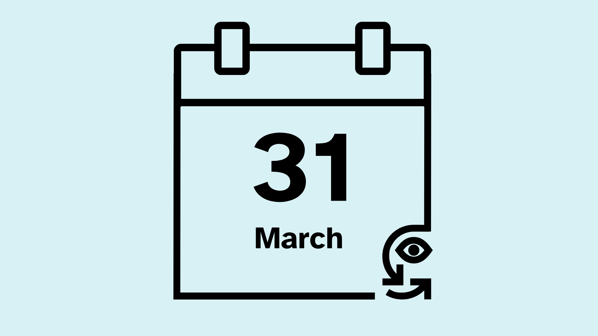 A calendar icon that reads 31 March.