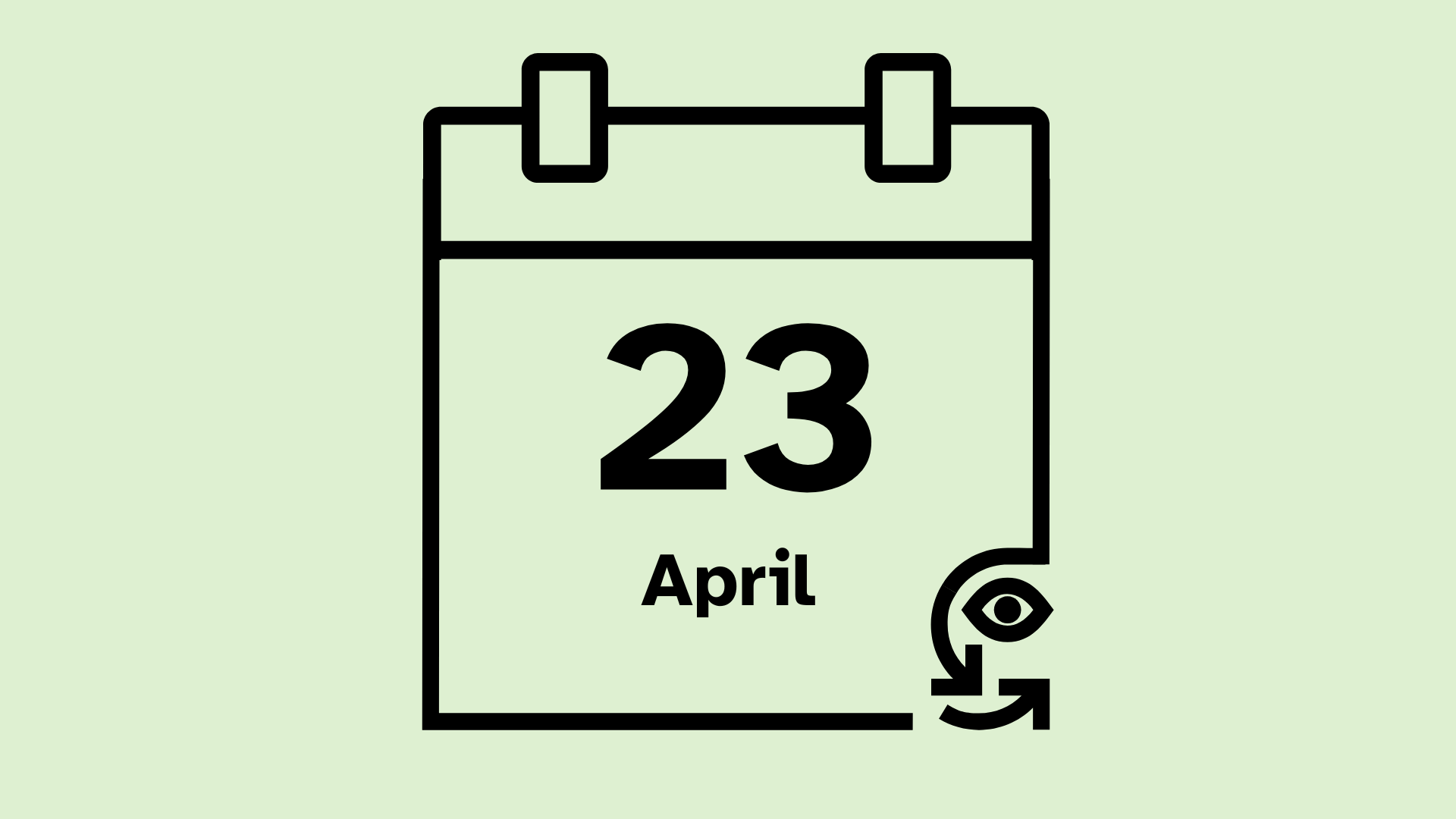 Calendar icon that reads 23 April.