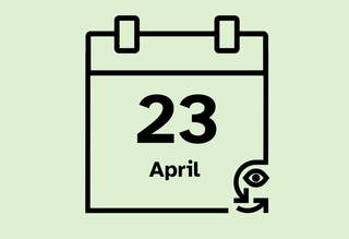 Calendar icon that reads 23 April.