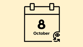 A calendar icon that reads 8 October.