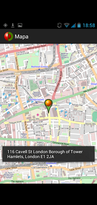 A screenshot of the DotWalker app marking out a route on a map. 