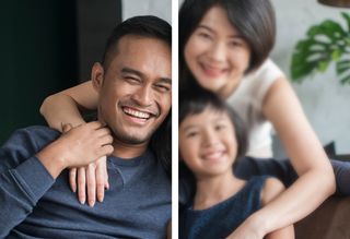 Image of a family with the right side showing the effects of retinal vascular occlusion