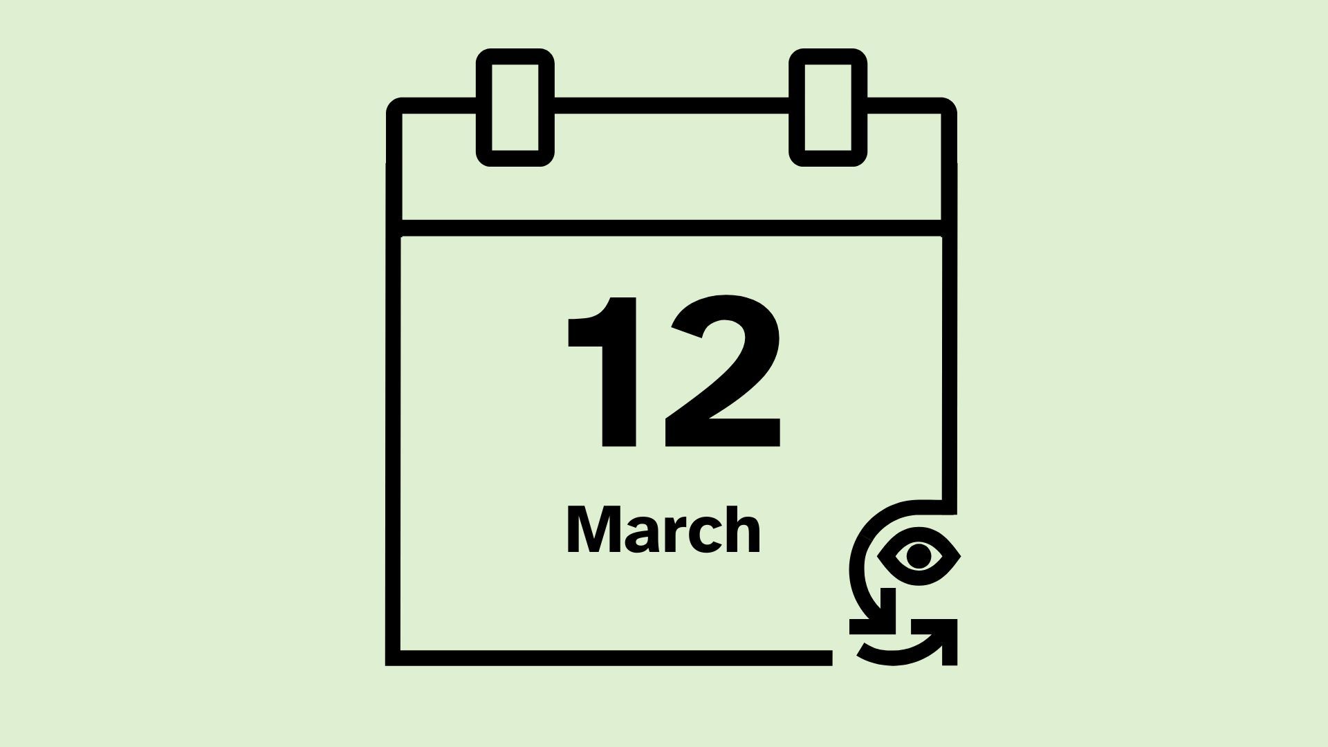 Calendar icon that reads 12 March.
