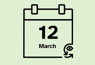 Calendar icon that reads 12 March.