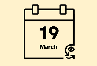 A calendar icon that reads 19 March.