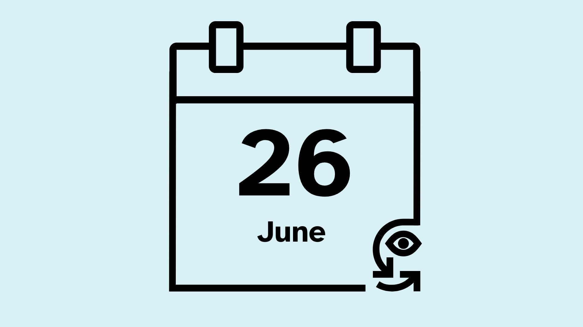 A calendar icon that reads 26 June.