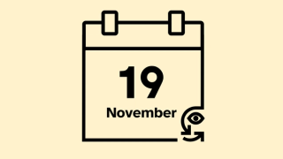 A calendar icon that reads 19 November.