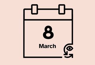 A calendar icon that reads 8 March.