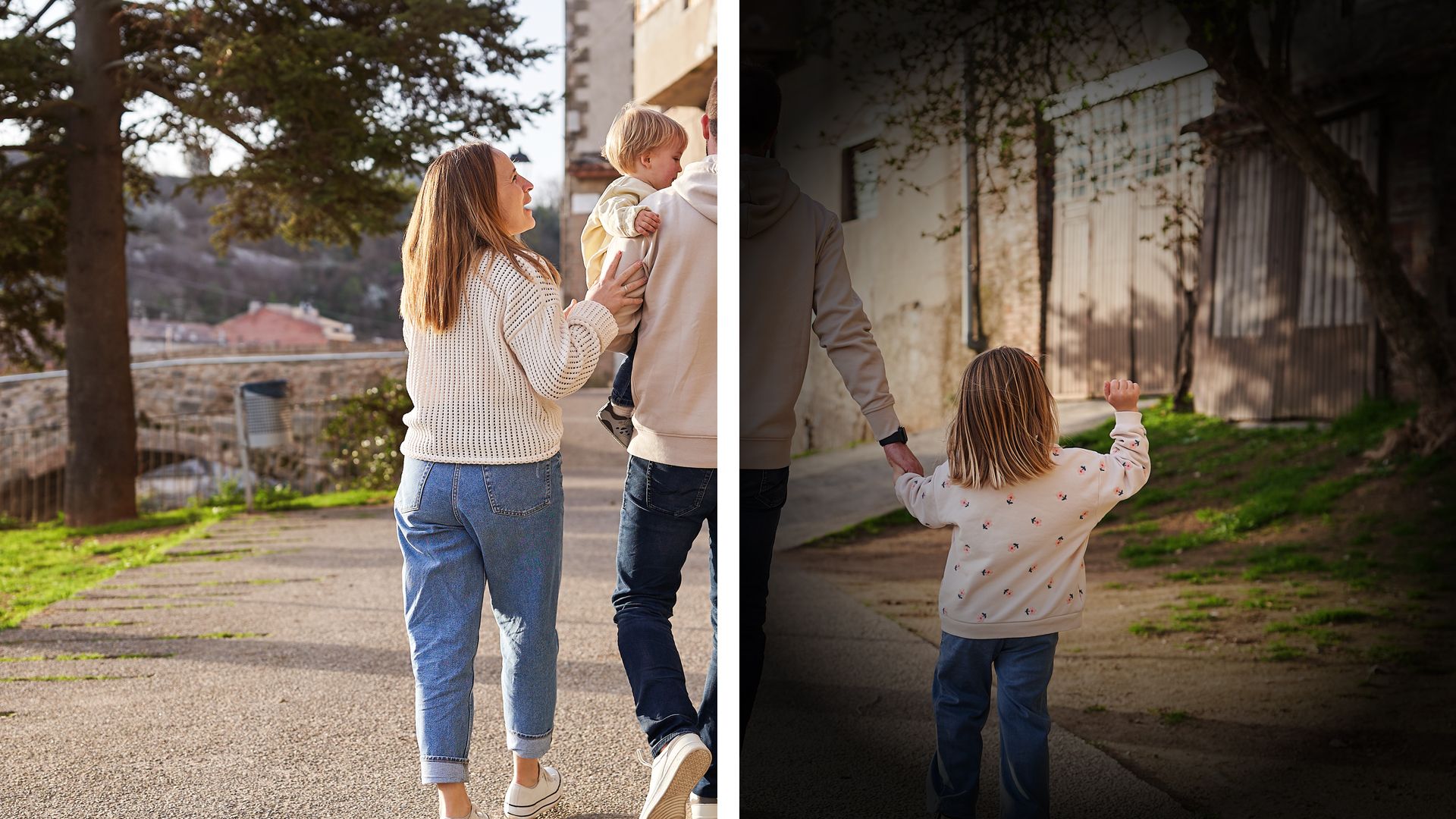 Image of a family walking with the right side showing the effects of glaucoma on vision