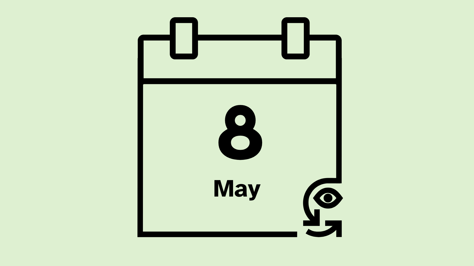 Calendar icon that reads 8 May.