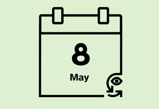 Calendar icon that reads 8 May.