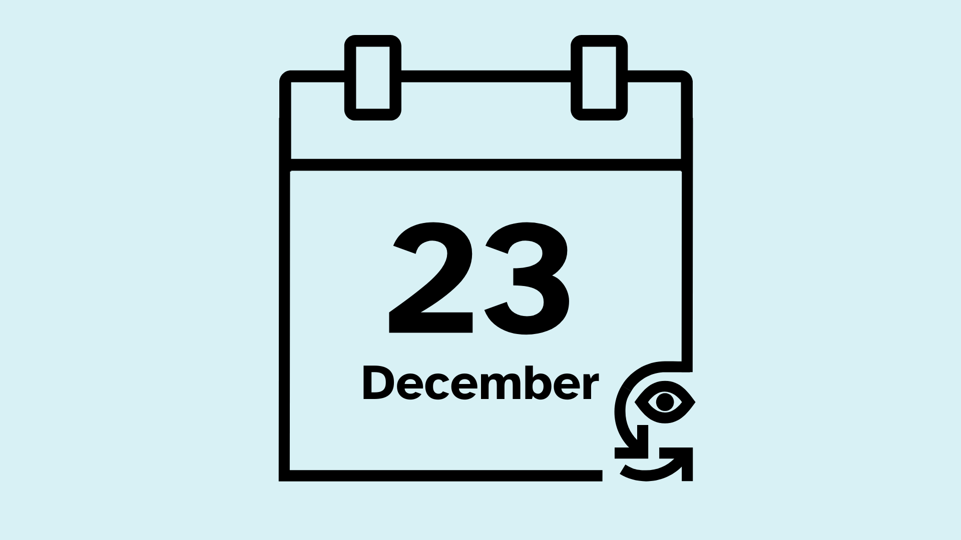 A calendar icon with 23 December written in the centre.